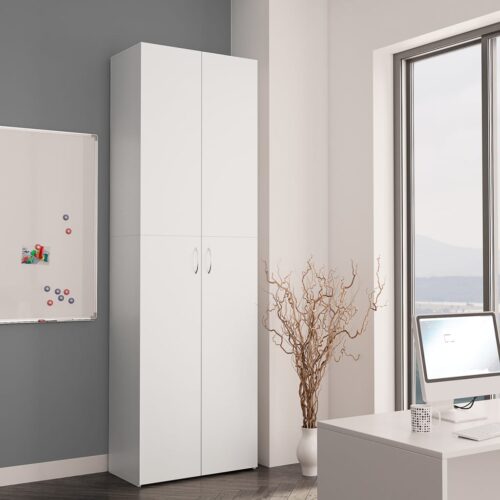Office Cabinet White 60x32x190cm Engineered Wood - Image 3