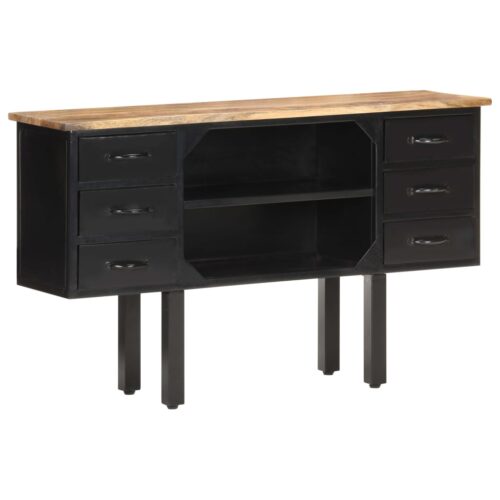Sideboard 110x30x65cm Solid Rough Mango Wood Steel - Image 7