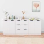3-Piece Sideboards White Engineered Wood
