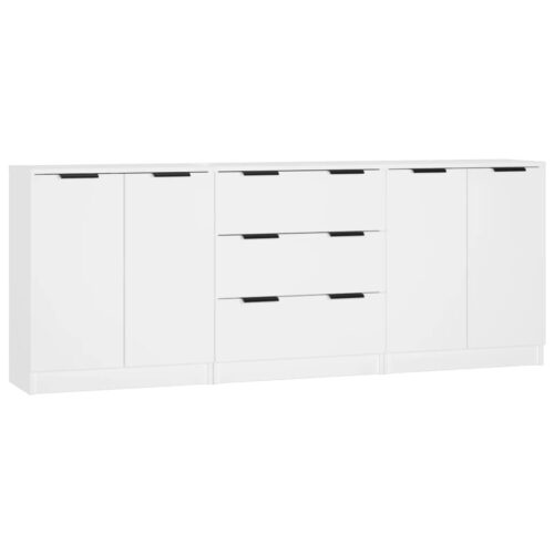 3-Piece Sideboards White Engineered Wood - Image 2