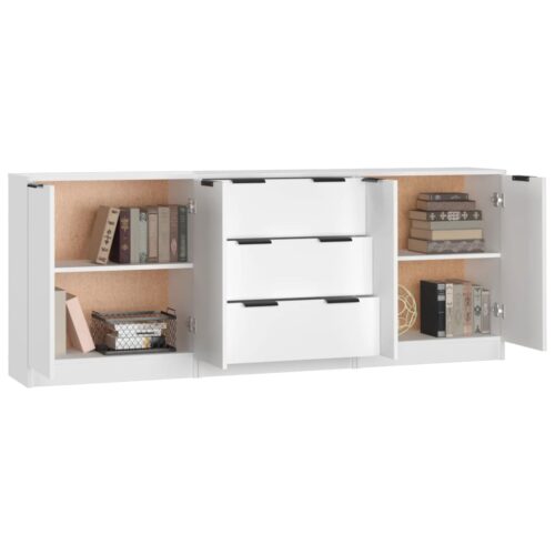 3-Piece Sideboards White Engineered Wood - Image 5