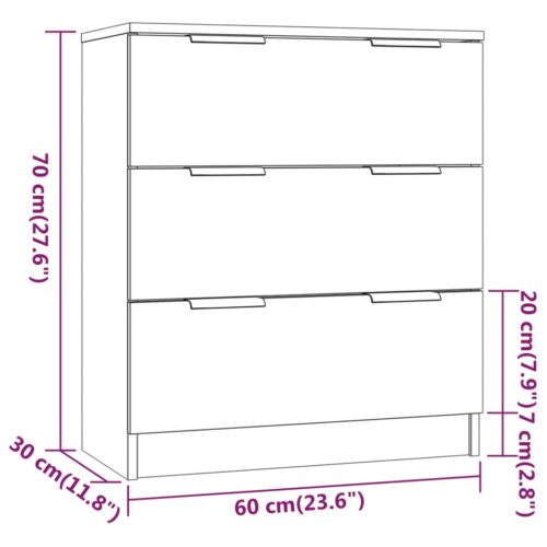 3-Piece Sideboards White Engineered Wood - Image 6