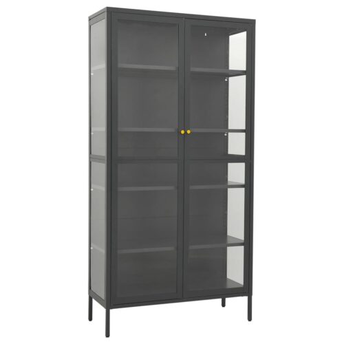 Display Cabinet Anthracite 90x40x180cm Steel Tempered Glass