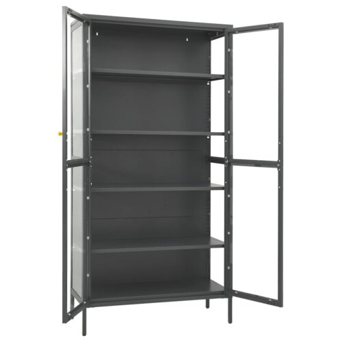 Display Cabinet Anthracite 90x40x180cm Steel Tempered Glass - Image 7
