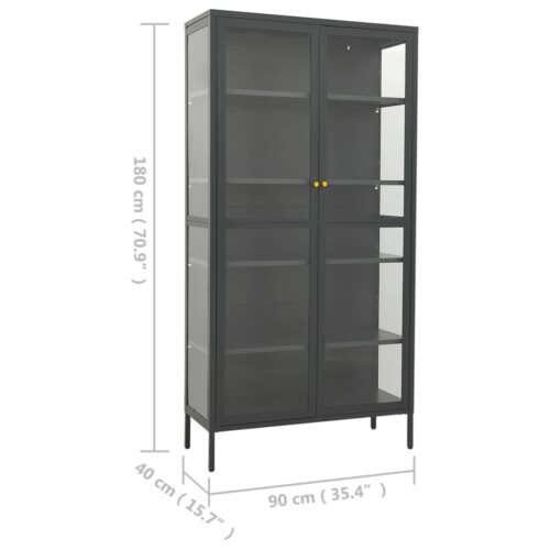 Display Cabinet Anthracite 90x40x180cm Steel Tempered Glass - Image 11