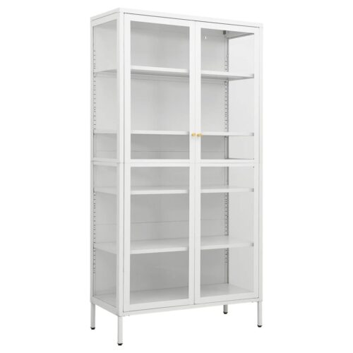 Display Cabinet White 90x40x180cm Steel Tempered Glass - Image 2
