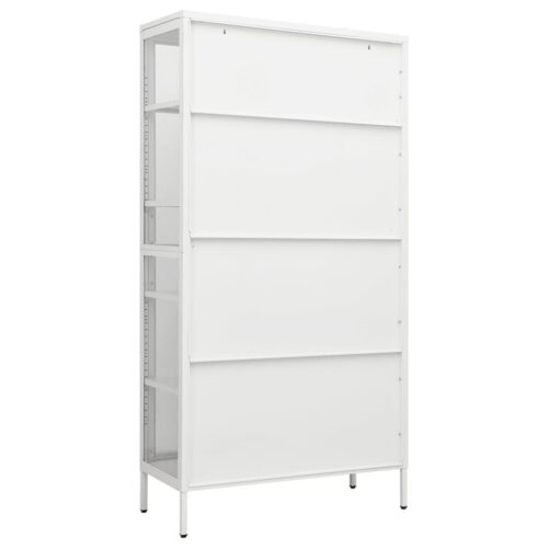 Display Cabinet White 90x40x180cm Steel Tempered Glass - Image 5