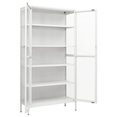 Display Cabinet White 90x40x180cm Steel Tempered Glass - Image 6