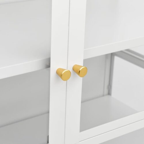 Display Cabinet White 90x40x180cm Steel Tempered Glass - Image 7