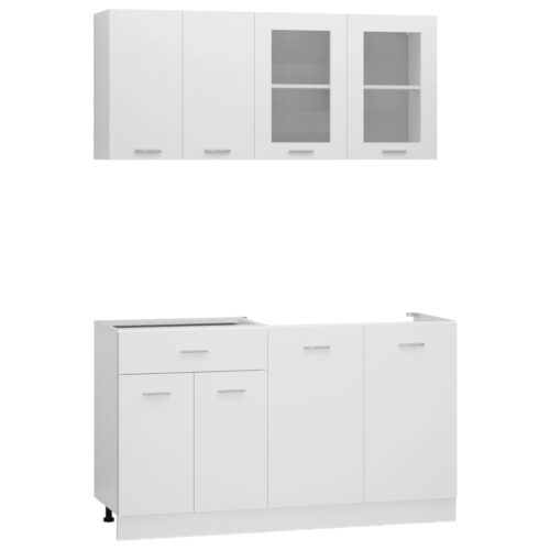4-Piece Kitchen Cabinet Set White Engineered Wood