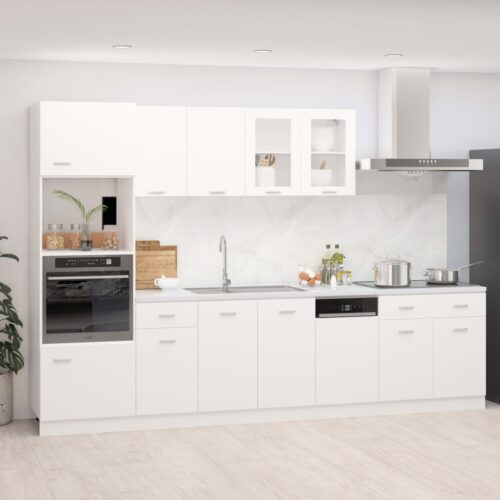 7-Piece Kitchen Cabinet Set White Engineered Wood