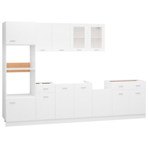 7-Piece Kitchen Cabinet Set White Engineered Wood - Image 3