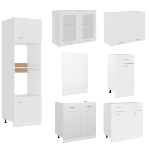 7-Piece Kitchen Cabinet Set White Engineered Wood - Image 4