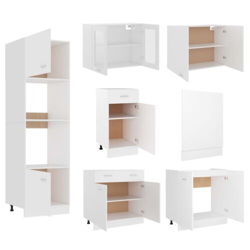7-Piece Kitchen Cabinet Set White Engineered Wood - Image 5
