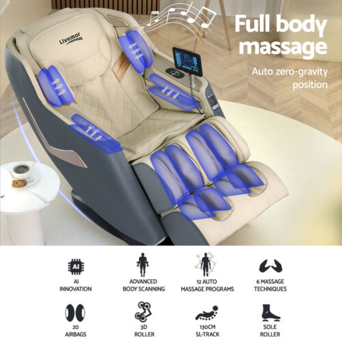 Livemor Massage Chair Electric Recliner Home Massager 3D Opal - Image 4