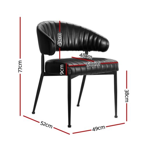 Artiss Dining Chairs Set of 2 Leather Hollow Armchair Black - Image 2