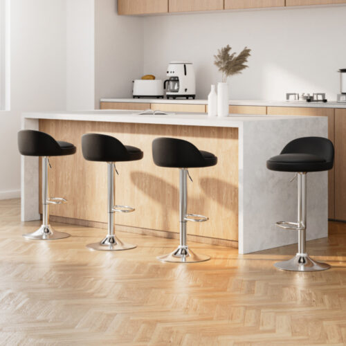 Artiss 4x Bar Stools PU Leather Gas Lift Black - Image 9