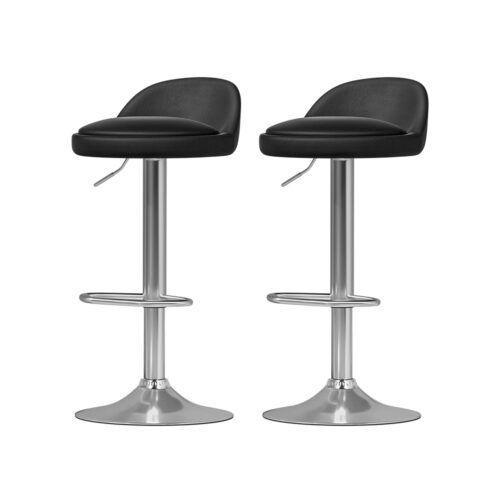 Artiss 4x Bar Stools PU Leather Gas Lift Black - Image 3