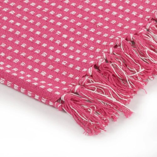 Throw Cotton Squares 125x150cm Pink - Image 4