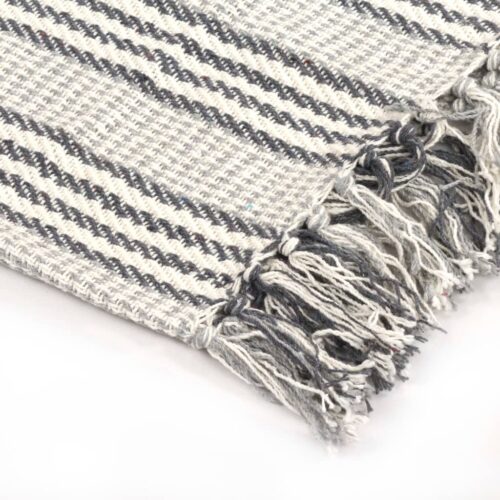 Throw Cotton Stripes 125x150cm Grey White - Image 4