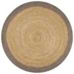 Handmade Rug Jute with Grey Border 90cm