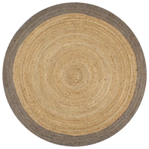 Handmade Rug Jute with Grey Border 90cm