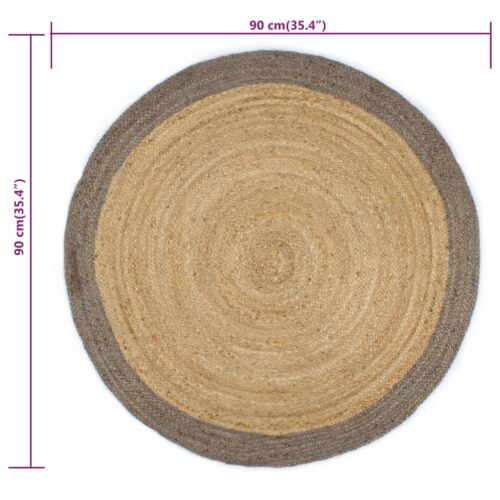 Handmade Rug Jute with Grey Border 90cm - Image 6