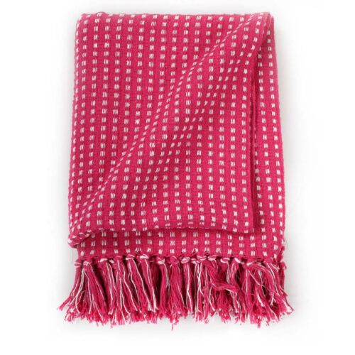 Throw Cotton Squares 160x210cm Pink - Image 3