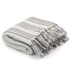 Throw Cotton Stripes 160x210cm Grey White