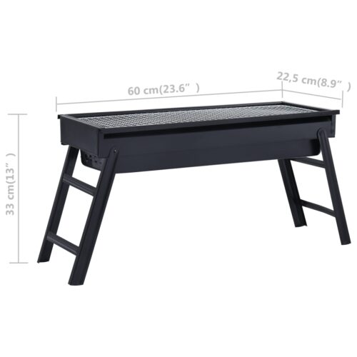 Portable Camping BBQ Grill Steel 60x22.5x33cm - Image 7