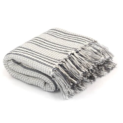 Throw Cotton Stripes 220x250cm Grey White