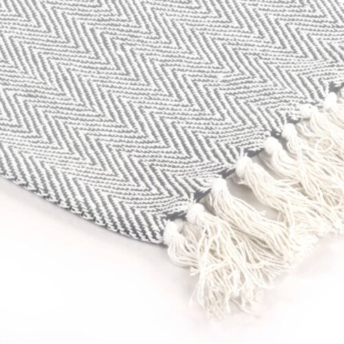 Throw Cotton Herringbone 220x250cm Grey - Image 4