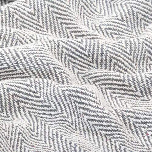Throw Cotton Herringbone 220x250cm Grey - Image 5