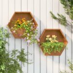 Wall Planters 2pcs Rusty Corten Steel 46x10x40cm