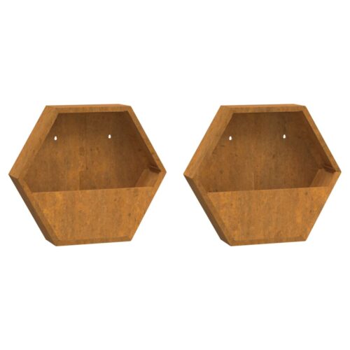 Wall Planters 2pcs Rusty Corten Steel 46x10x40cm - Image 2