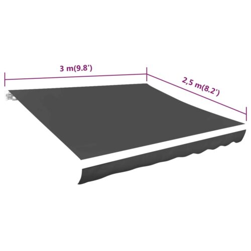 Awning Top Sunshade Canvas Anthracite 300x250cm - Image 5