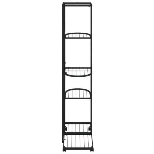 5-Floor Flower Stand with Wheels 44x23x100cm Black Iron - Image 4