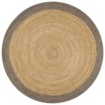 Handmade Rug Jute with Grey Border 150cm