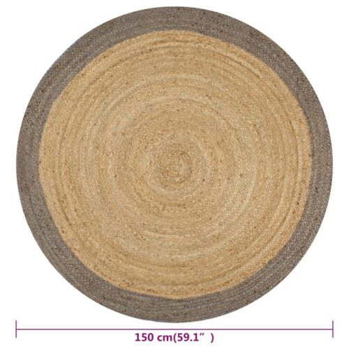 Handmade Rug Jute with Grey Border 150cm - Image 6