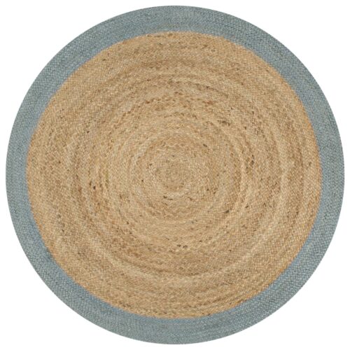 Handmade Rug Jute with Olive Green Border 150cm