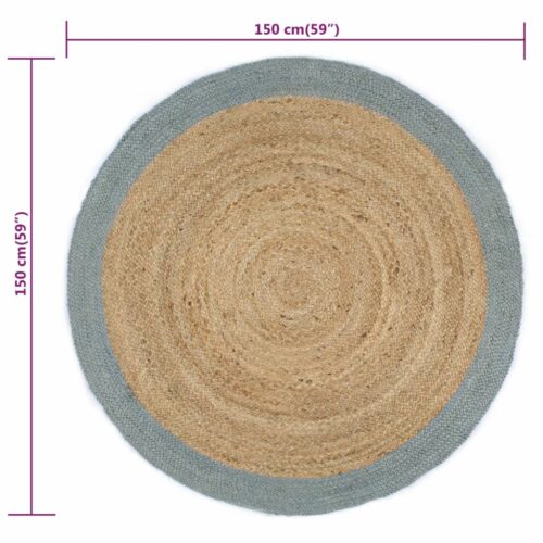 Handmade Rug Jute with Olive Green Border 150cm - Image 6