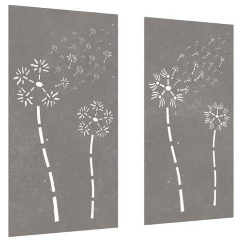 Garden Wall Decorations 2pcs 105x55cm Corten Steel Flower Design - Image 3