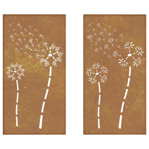 Garden Wall Decorations 2pcs 105x55cm Corten Steel Flower Design - Image 5
