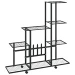 Flower Stand with Wheel 94.5x25x92.5cm Black Metal