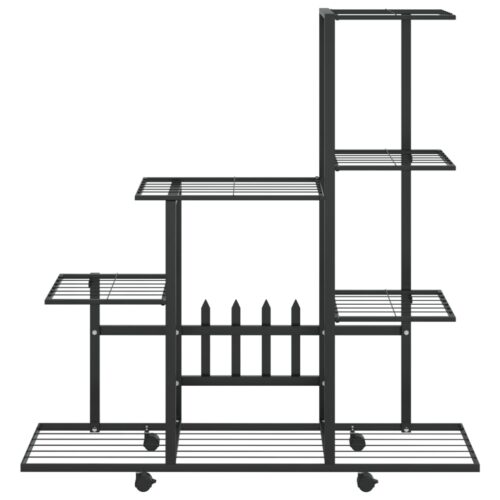 Flower Stand with Wheel 94.5x25x92.5cm Black Metal - Image 3