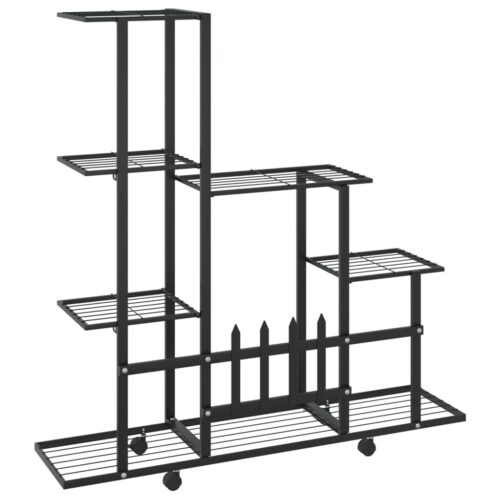 Flower Stand with Wheel 94.5x25x92.5cm Black Metal - Image 5