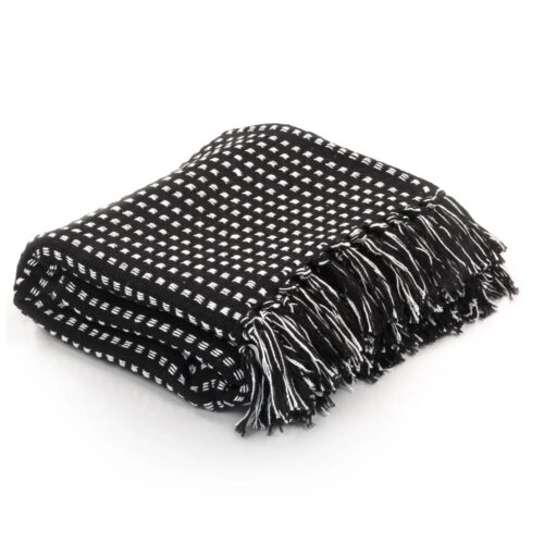 Throw Cotton Squares 220x250cm Black