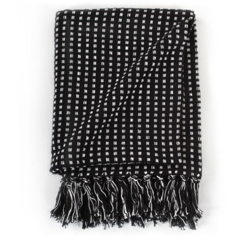 Throw Cotton Squares 220x250cm Black - Image 3