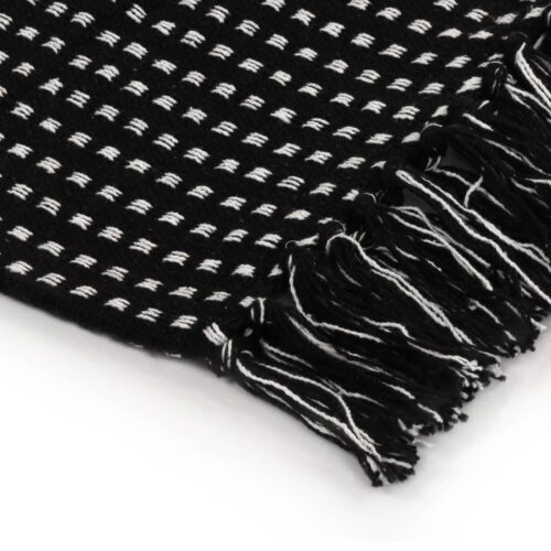 Throw Cotton Squares 220x250cm Black - Image 4
