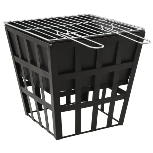 2-in-1 Fire Pit BBQ 34x34x48cm Steel - Image 2